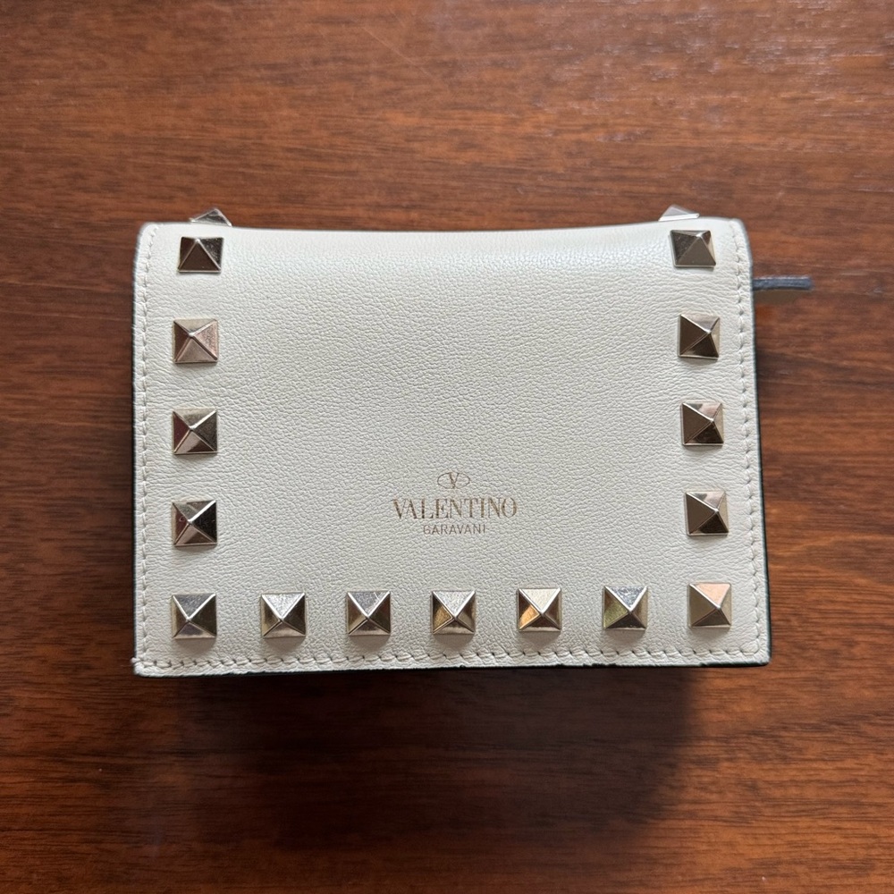 Valentino Cream Rock Stud Wallet